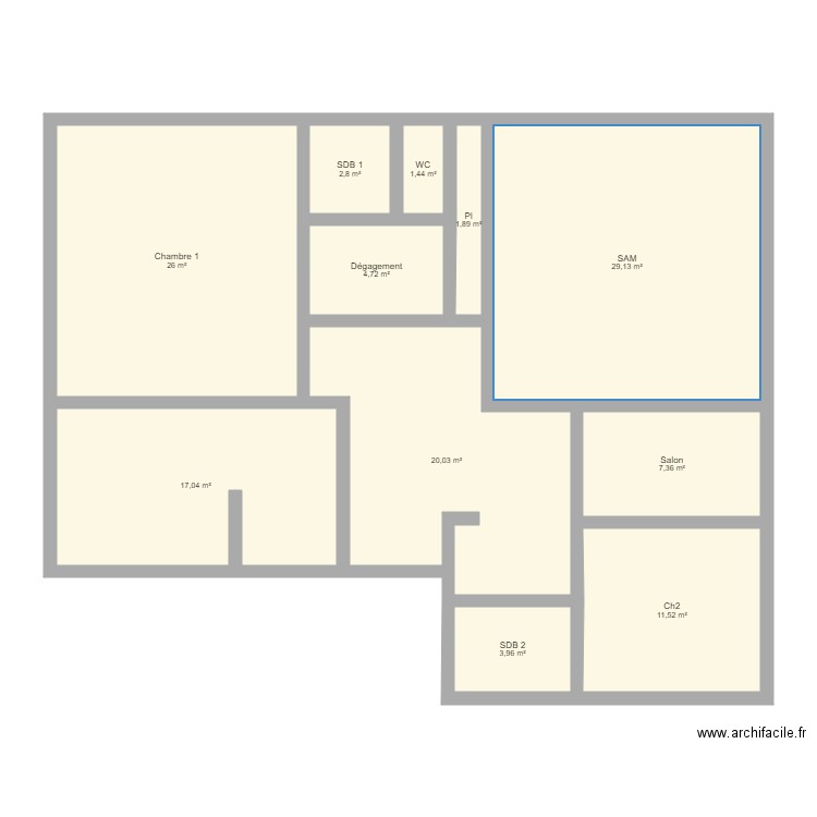 Appartemment CMz. Plan de 11 pièces et 126 m2