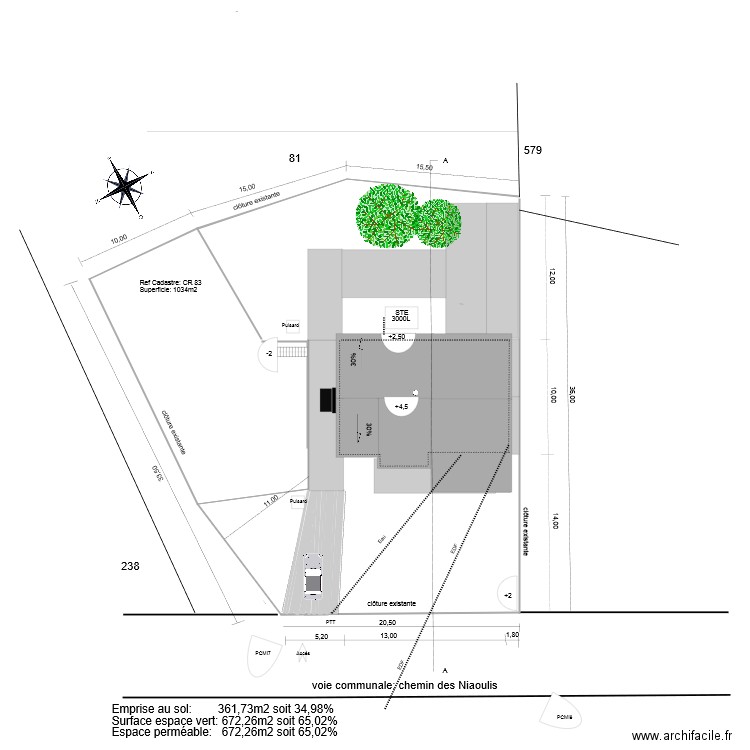 plan de masse initial. Plan de 0 pièce et 0 m2