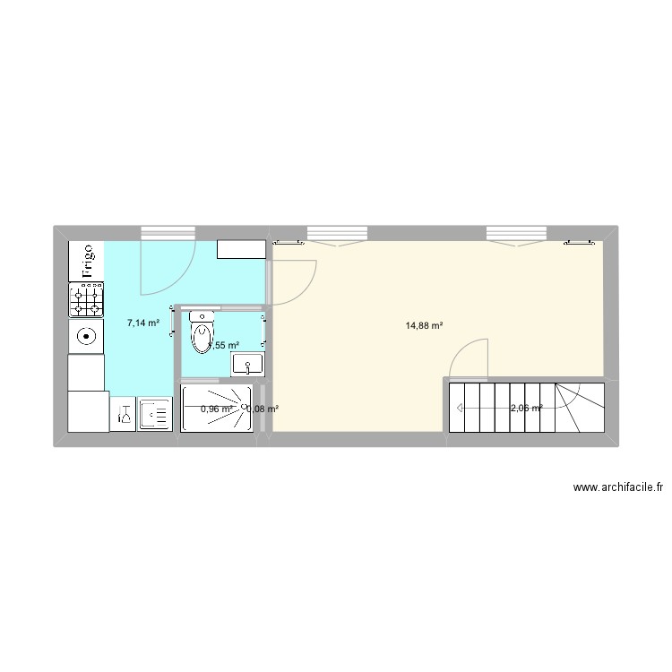 10_F3_RDC. Plan de 6 pièces et 27 m2