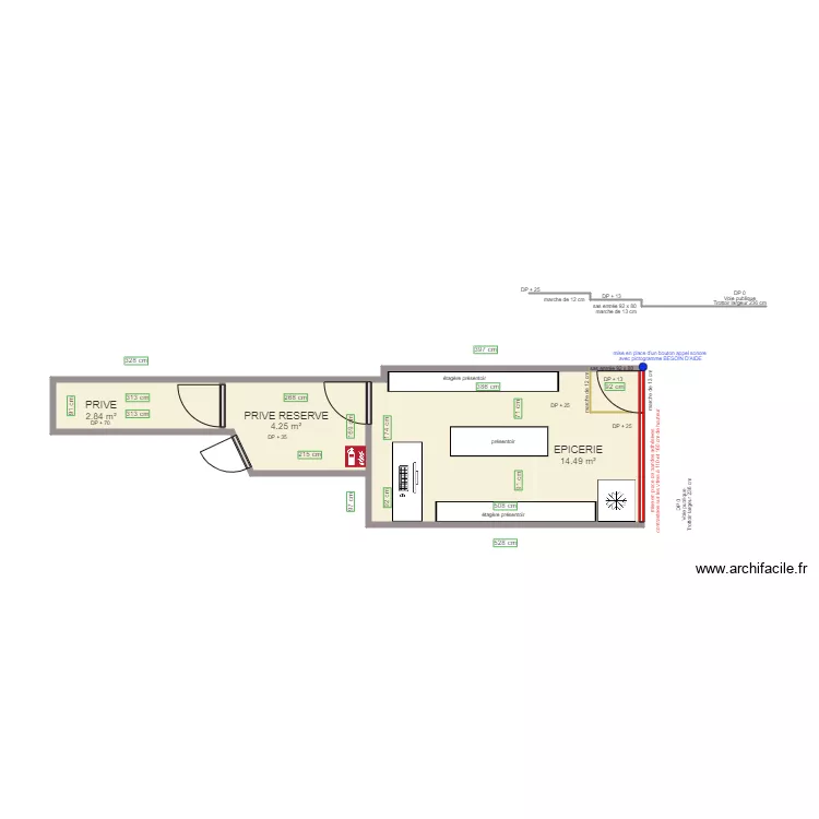 SARL LA PETITE EPICERIE APRES TRAVAUX. Plan de 