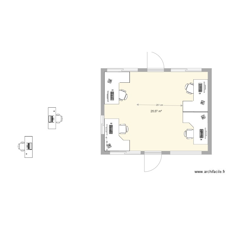 Algéco avec bureaux 1. Plan de 1 pièce et 25 m2