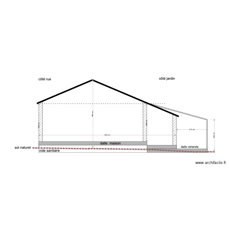 coupe. Plan de 0 pièce et 0 m2