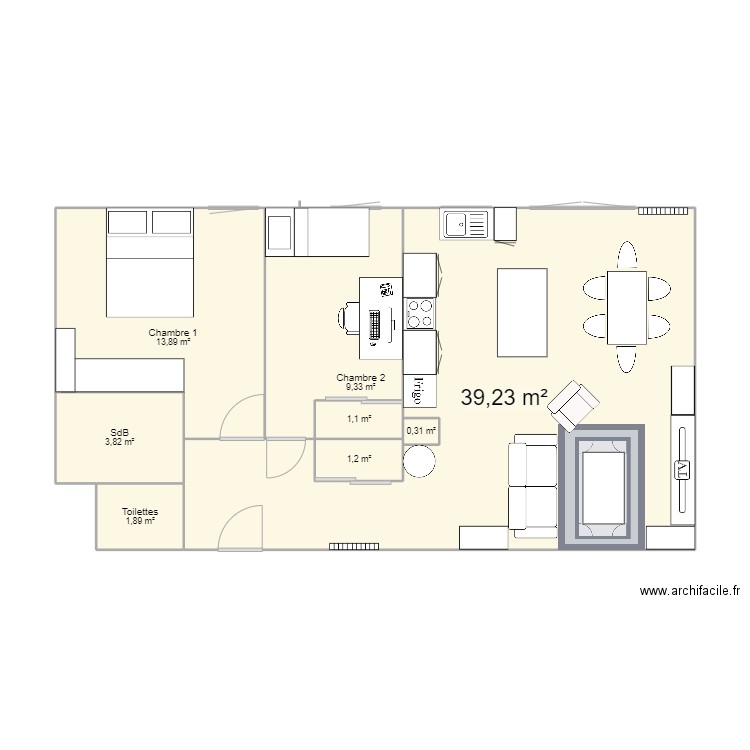 plan update. Plan de 8 pièces et 71 m2