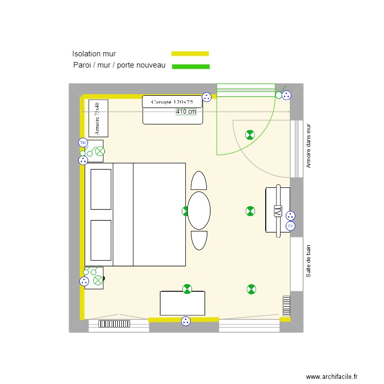 chambre 207. Plan de 1 pièce et 18 m2