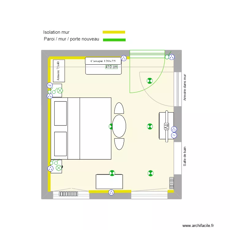 chambre 207. Plan de 