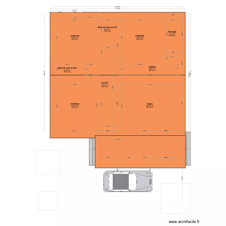 PLAN SHY. Plan de 9  et 91 m²