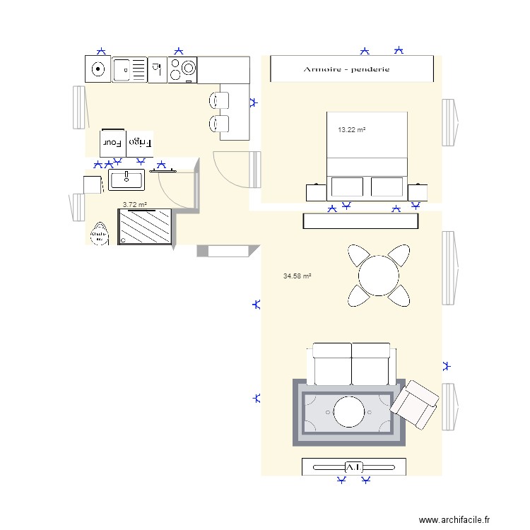 Appartement après rénovation. Plan de 0 pièce et 0 m2