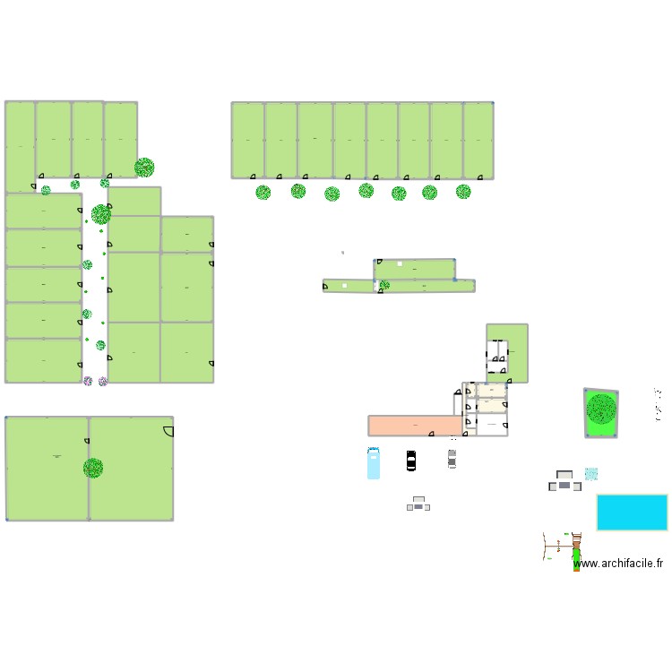 plan élevage. Plan de 40 pièces et 3673 m2