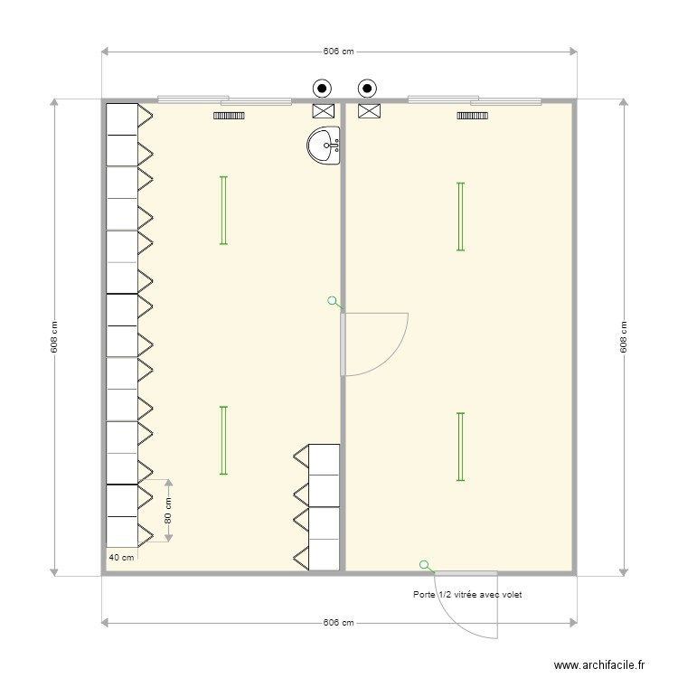 Infrabel 1221. Plan de 2 pièces et 35 m2