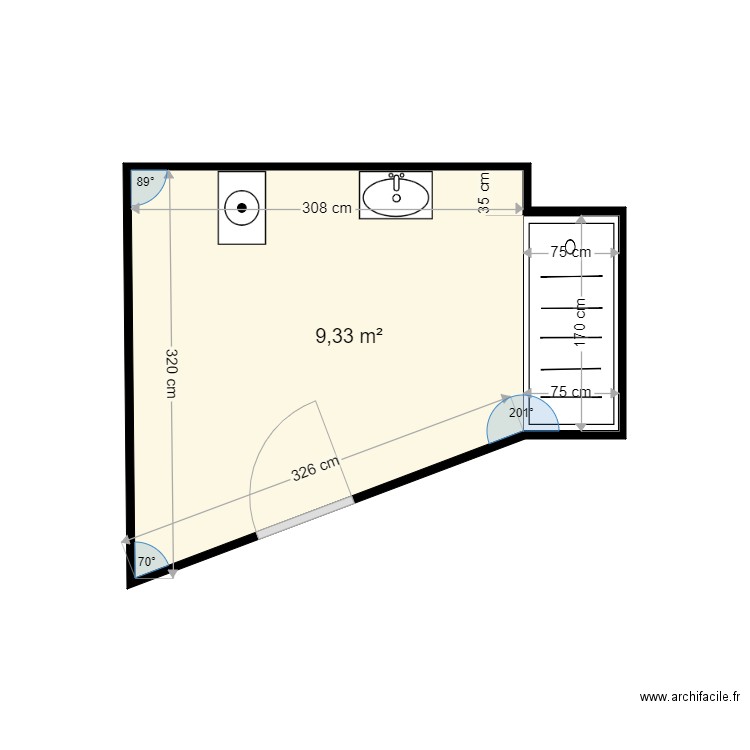 DELANNOY SABINE . Plan de 1 pièce et 9 m2