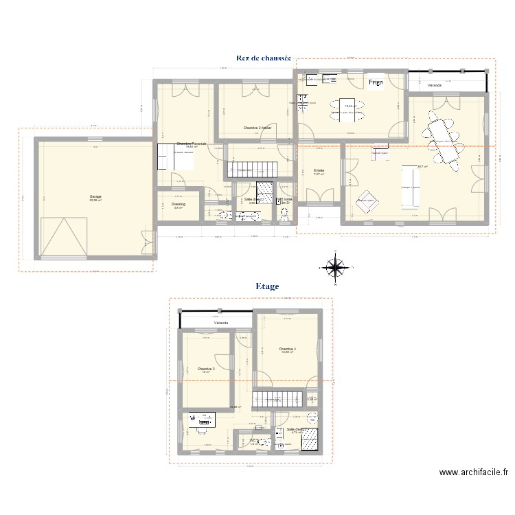 Kamba V2. Plan de 15 pièces et 192 m2