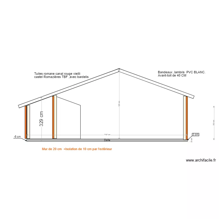   Vue du NORD, COPIE PLAN COUPE + NOTIFICATION. Plan de 