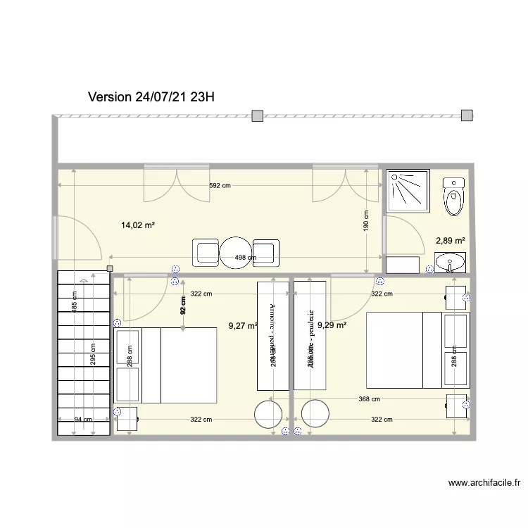 Chambre bergerie. Plan de 