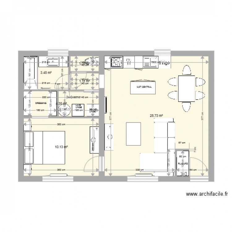 PLAN AVEC MEUBLES . Plan de 0 pièce et 0 m2