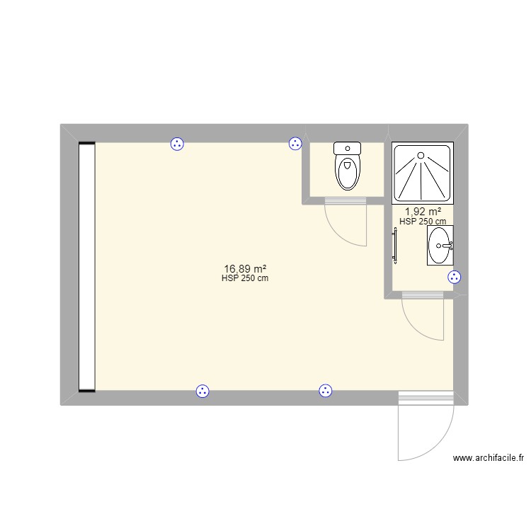 Suite parentale chatx. Plan de 2 pièces et 19 m2