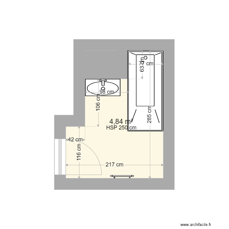 macia. Plan de 2 pièces et 5 m2