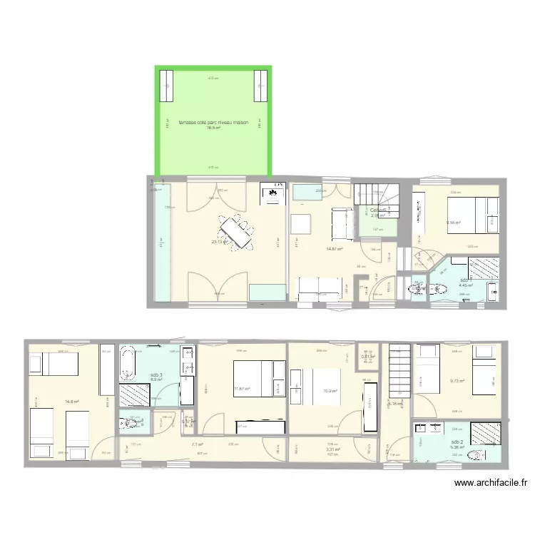 APPART MAD APRES travaux VERS SEJOUR A DROITE. Plan de 