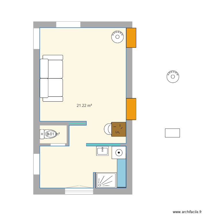 Grrr révolution 6. Plan de 2 pièces et 22 m2