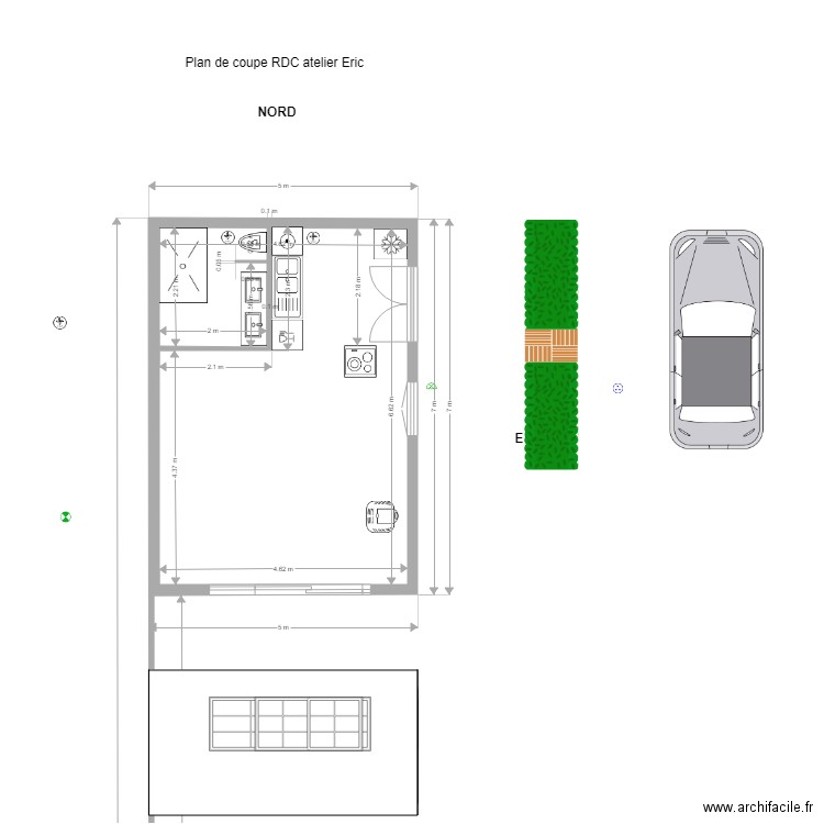 Plan de coupe RDC atelier jm 2 version cheminée. Plan de 0 pièce et 0 m2