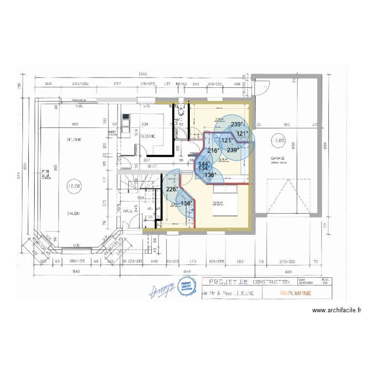 LEJEUNE PROJET. Plan de 4 pièces et 34 m2