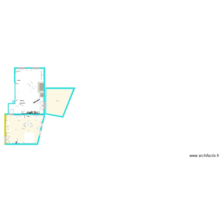 chambre et salon et cuisine. Plan de 0 pièce et 0 m2