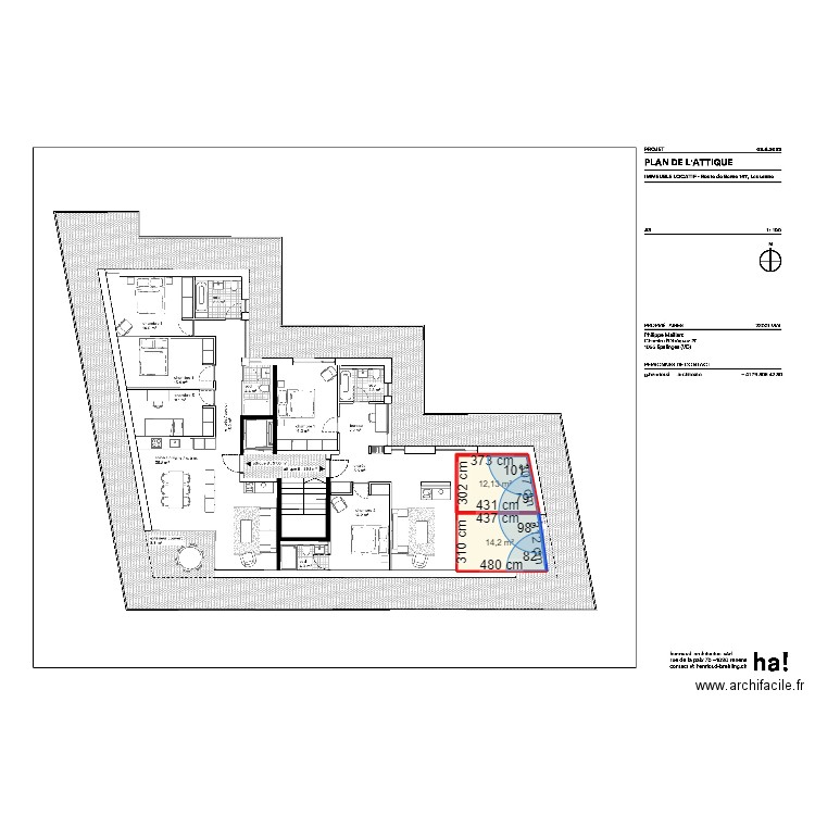 attique version 3 central. Plan de 0 pièce et 0 m2
