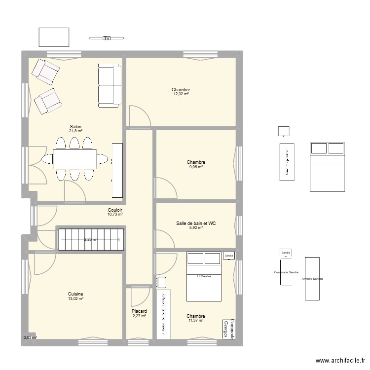 Maison Tonio V4. Plan de 10 pièces et 89 m2