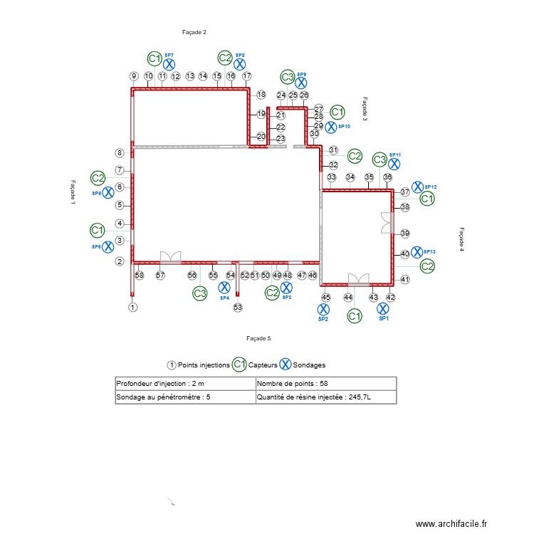 Perisot. Plan de 2 pièces et 15 m2