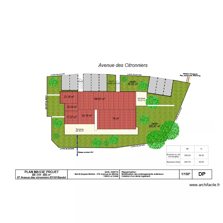 Plan masse projet citronniers. Plan de Plan masse projet citronniers. Plan de