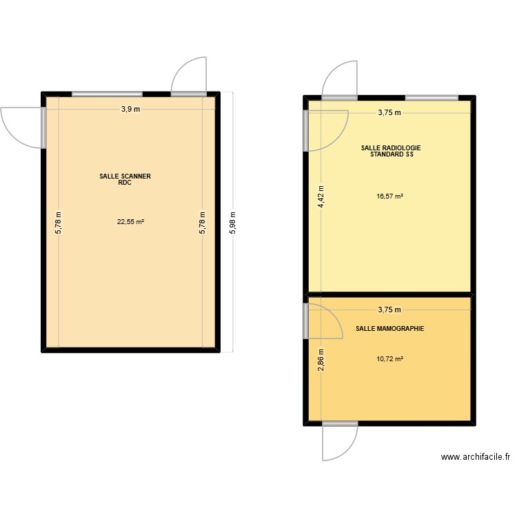 LAHJAJMA. Plan de 3 pièces et 50 m2