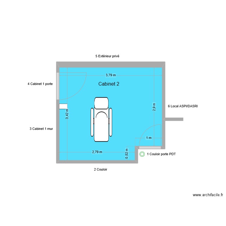 60704 Cabinet 2. Plan de 1 pièce et 12 m2