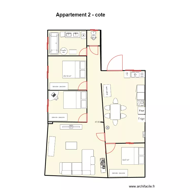 appartement2-F5-am&eacute;nager-boulangerie. Plan de 