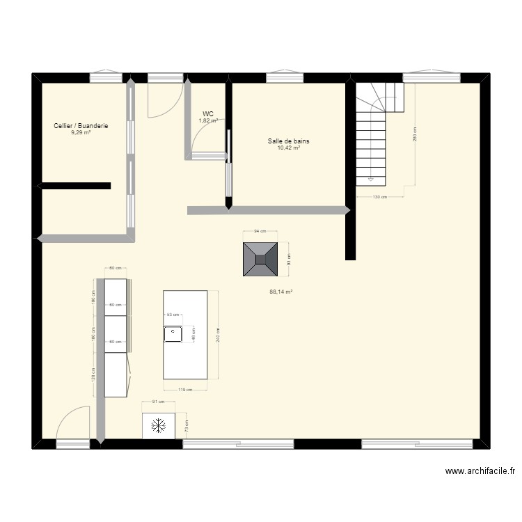 Pun 2. Plan de 4 pièces et 110 m2