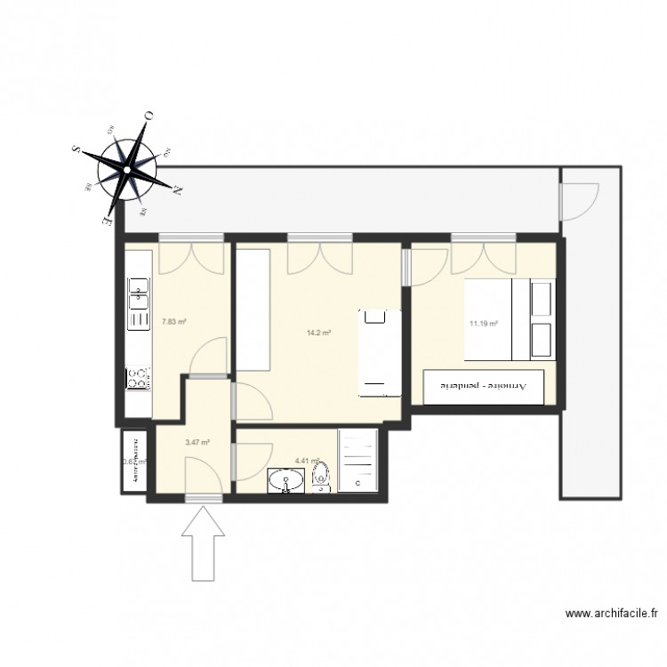 plan F2 3D. Plan de 0 pièce et 0 m2