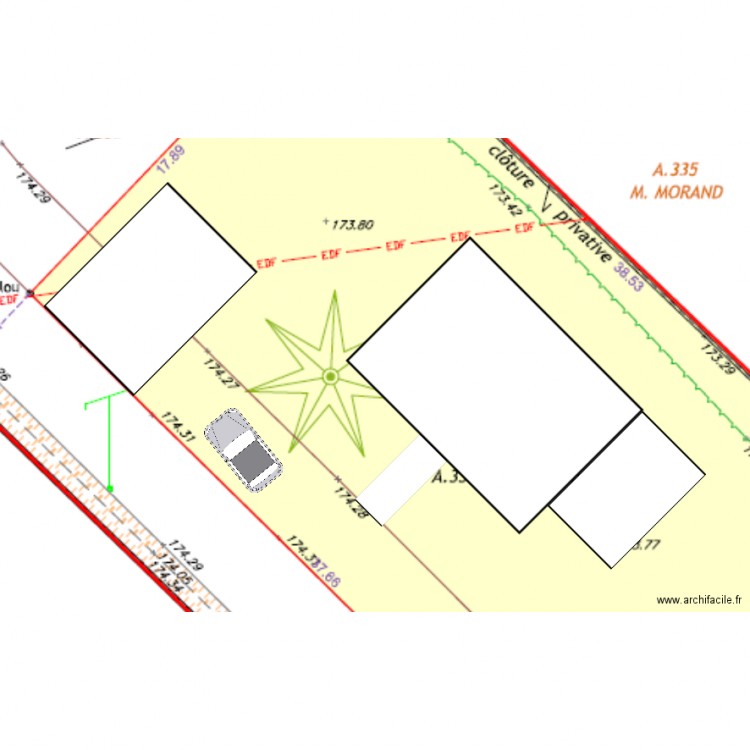 Plan terrain implantation maison. Plan de 0 pièce et 0 m2