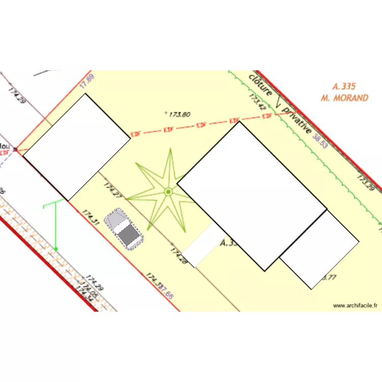 Plan terrain implantation maison. Plan de 