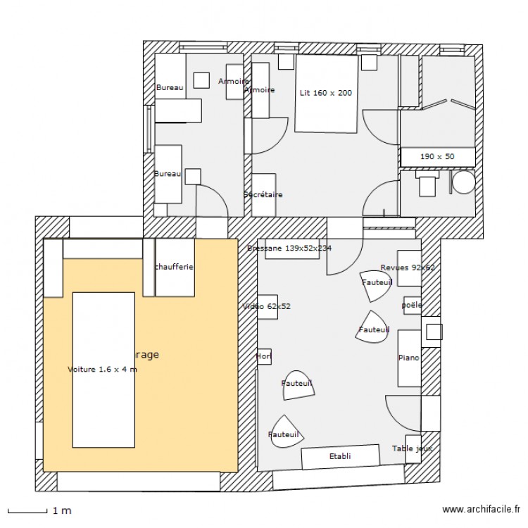 Salon Meublé. Plan de 0 pièce et 0 m2