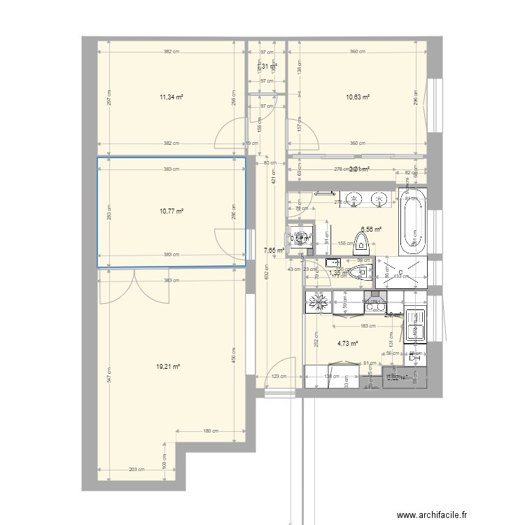 Plan avec bonnes dims et 1 seule sdb et 2 wc 29 mars. Plan de 0 pièce et 0 m2