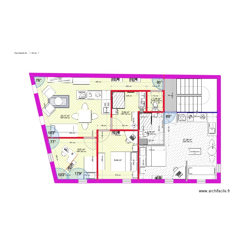 version 4 B. Plan de 8 pièces et 82 m2