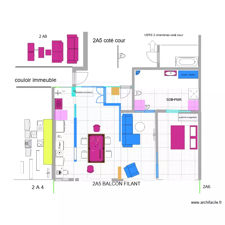 18 mars 2026 avec poutre et cote salon. Plan de 