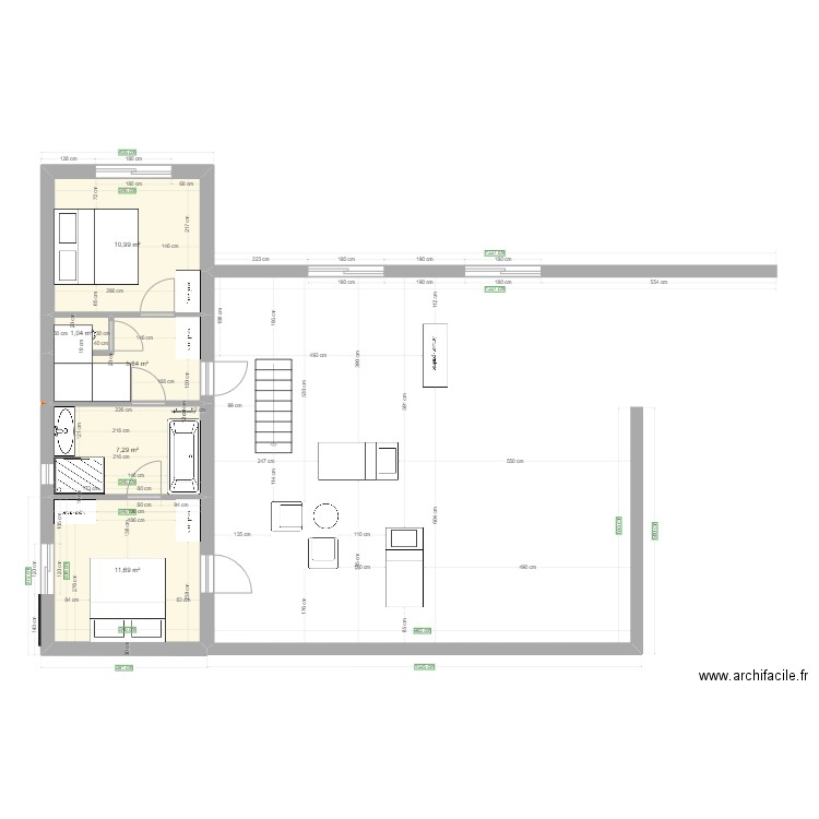 chambre A R Hania. Plan de 5 pièces et 37 m2