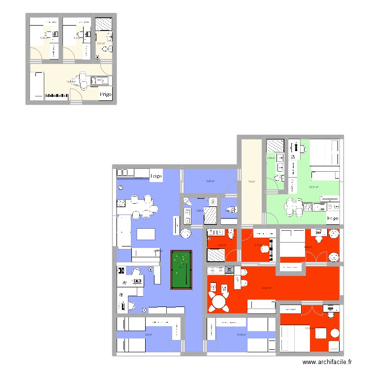 appartement. Plan de 18 pièces et 199 m2