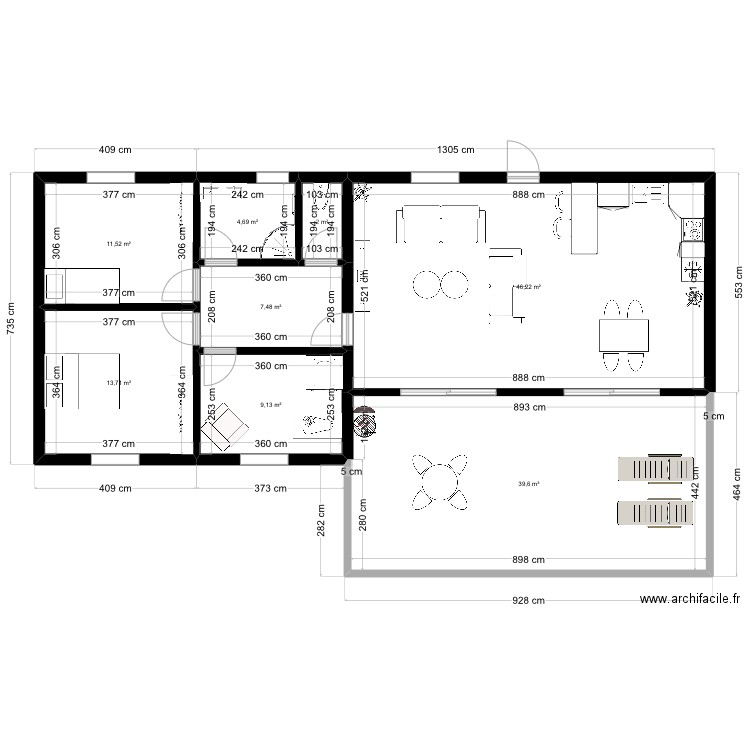 Formation 2. Plan de 8 pièces et 134 m2