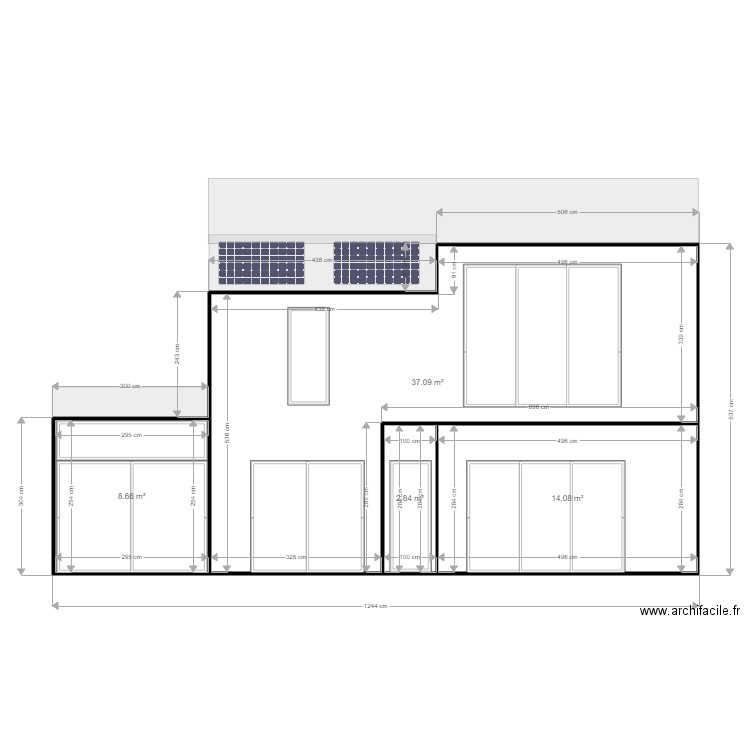 facade sud. Plan de 0 pièce et 0 m2