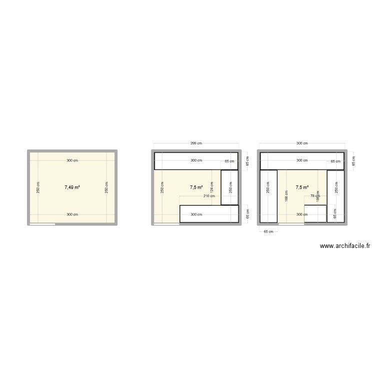 cuisine. Plan de 3 pièces et 22 m2