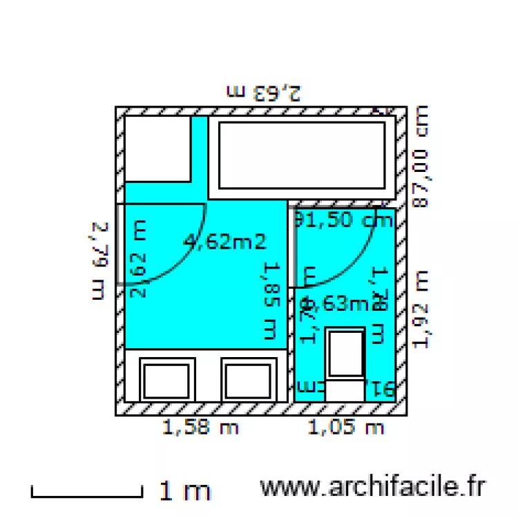 salle de bain. Plan de 