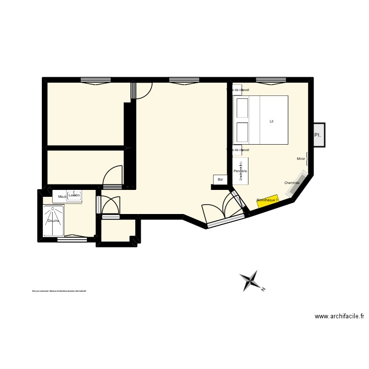 Vol. Plan de 6 pièces et 44 m2