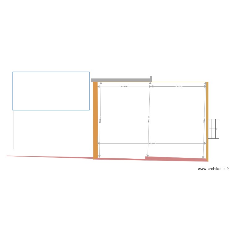 Côtes mesurées terrasse 1. Plan de 0 pièce et 0 m2