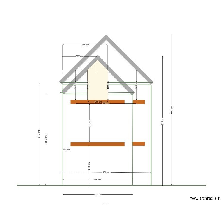 plan coupe laterale. Plan de 0 pièce et 0 m2