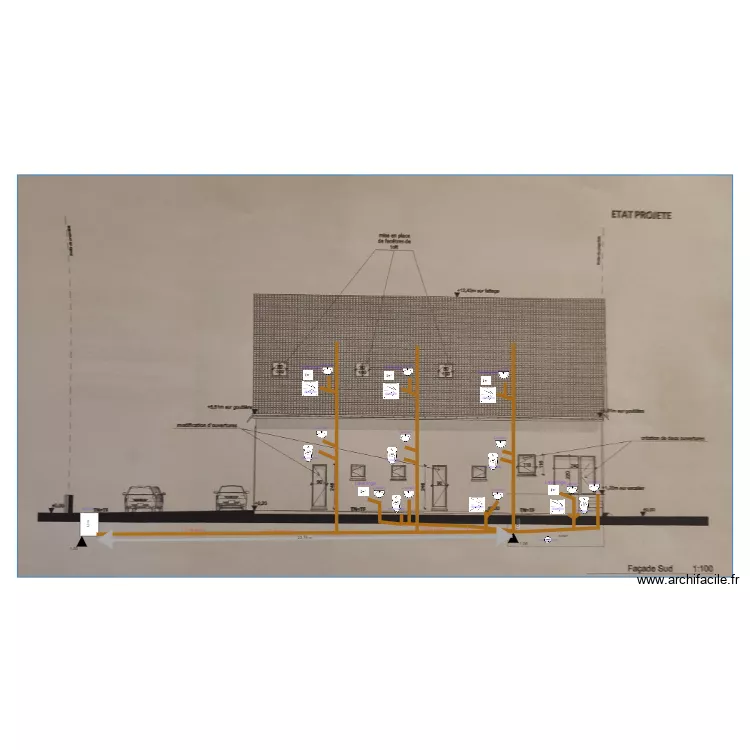 plan longitudinales assainissement immeuble rhinau . Plan de 